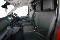 Peugeot Expert Van 2016 Onwards Tailored Driver and Double Passenger (Two Base Cushions) Seat Cover - Black - CP01BLK+CP02BLK