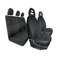 Fiat Ducato 2007 On Tailored Front and Rear Set - Driver, Single Passenger and Triple Rear Seat Cover - Black - CP11BLK+CP11BLK+TA4133