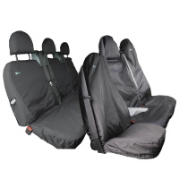 Ford Transit Tipper 2000 Up To 2014 Tailored Van Front & Rear Set Driver, Double Bench Passenger & Three Seat Rear Seat Cover - Black - TRSBLK+ TRD14BLK+TRCBLK