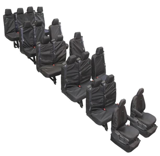Ford Transit Tailored 17 Seater Minibus Seat Cover Set 2014 Onwards - TRM011BLK