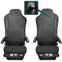 Iveco Eurocargo Isringhausen Tailored Driver and Passenger with Adjustable Seatbelt Truck Seat Cover - MERT03BLK+MERT04BLK