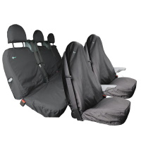 Ford Transit 2000 Up To 2014 Tailored Van Front & Rear Set Driver, Single Passenger & Three Seat Rear Seat Cover - Black - TRSBLK+ TRSBLK+TRCBLK