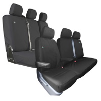 VW Volkswagen T5 Tailored Front and Rear Set - Driver, Double Passenger & Three Person Rear Seat Cover Set  - Black - TA3884&TA3891&VWT5RBLK