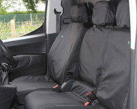 Peugeot Partner Van 2018 On Tailored Driver And Double Passenger Seat Cover - Black - TA4799+TA4812