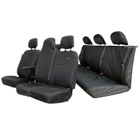 Vauxhall Vivaro 2014-2019 On Tailored Front & Rear Set, Driver & Folding Double Passenger (with under seat storage) Seat Cover - Black - TV01BLK&TV02BLK&TV05BLK