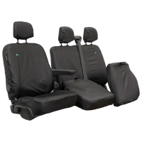 Vauxhall Vivaro 2014-2019 On Tailored Front Set, Driver & Fixed Backrest Double Passenger (with under seat storage) Seat Cover - Black - TV01BLK&TV03BLK
